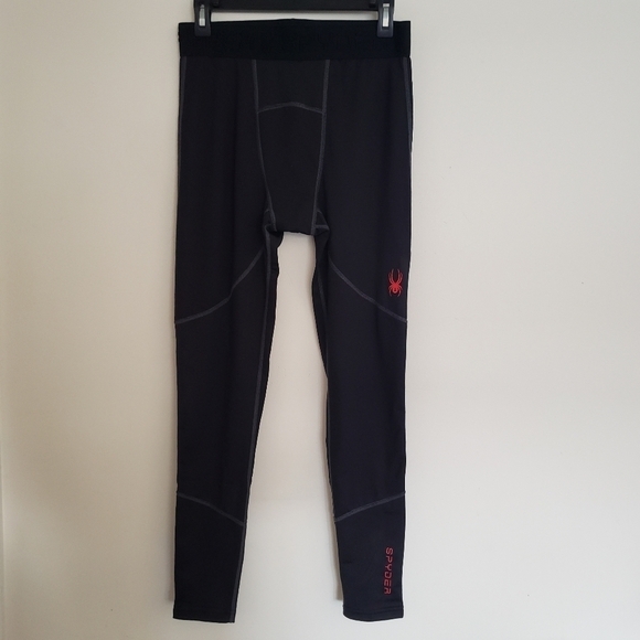 Spyder Active Mens Black Legging Tights Base Layer Banded Pro Web New Medium - Picture 1 of 13